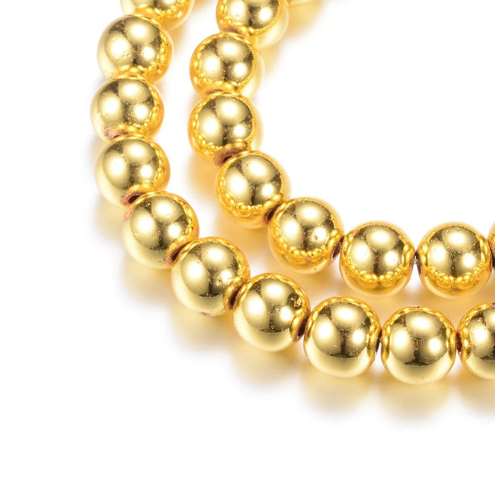 Edelsteen kraal Hematiet gold plated rond 4mm - 95 stuks - Image 2