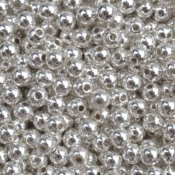 Edelsteen kraal Hematiet silver plated rond 4mm - ±95 stuks
