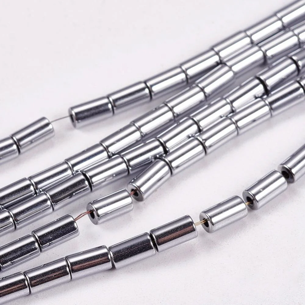 Edelsteen kraal Hematiet zilver tube 5x3mm - 20 stuks - Image 2