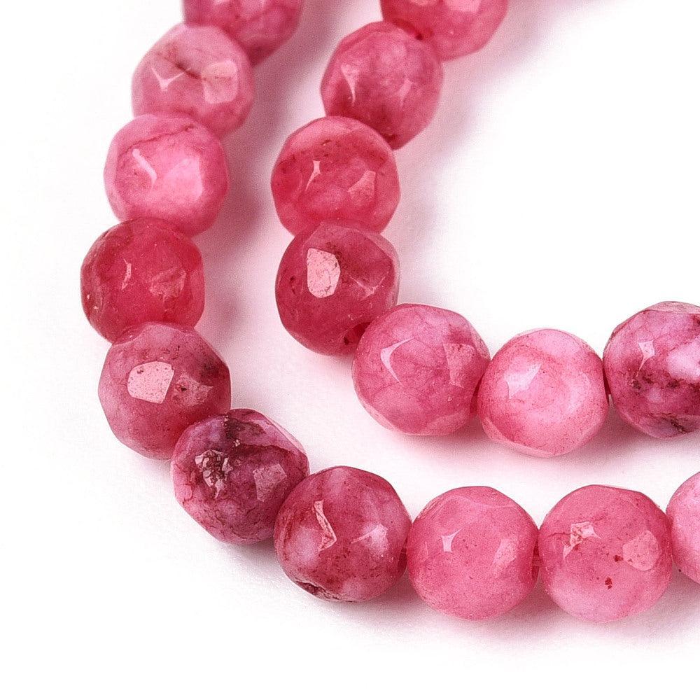 Edelsteen kraal jade facet cerise 4mm  ~18 stuks - Image 2