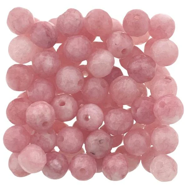 Edelsteen kraal Jade light coral rond facet 6mm - 10 stuks