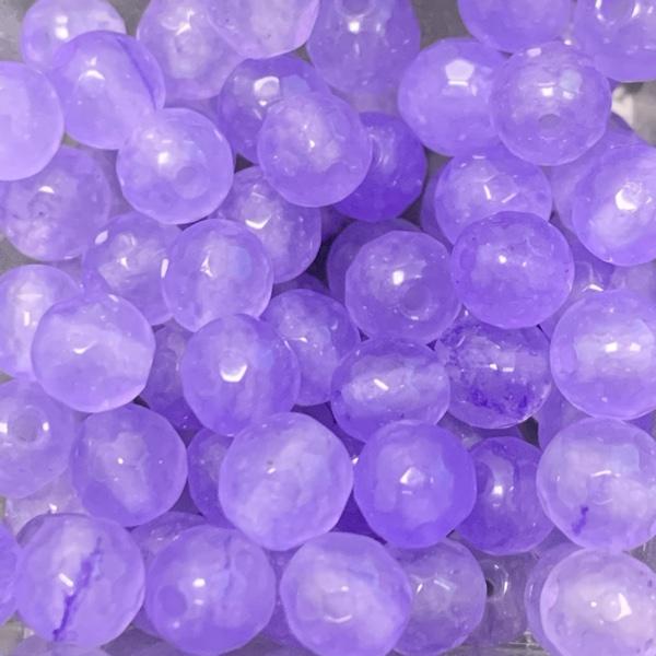 Edelsteen kraal Jade medium purple facet 6mm - 10 stuks