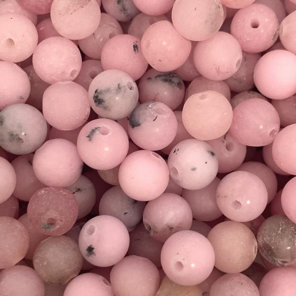 Edelsteen kraal natural cherry blossom jasper frosted rond 8mm