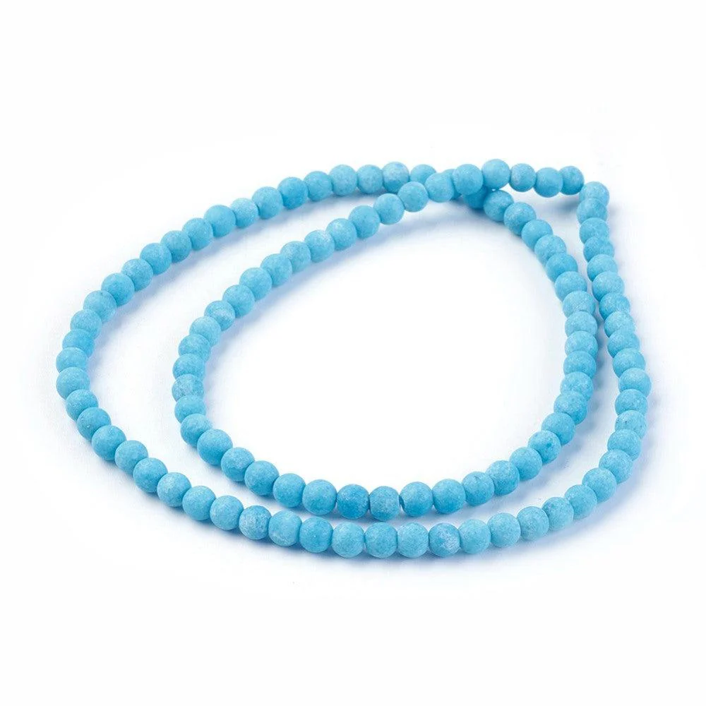 Edelsteen kraal rond jade mat blauw 4mm - 20 stuks - Image 2