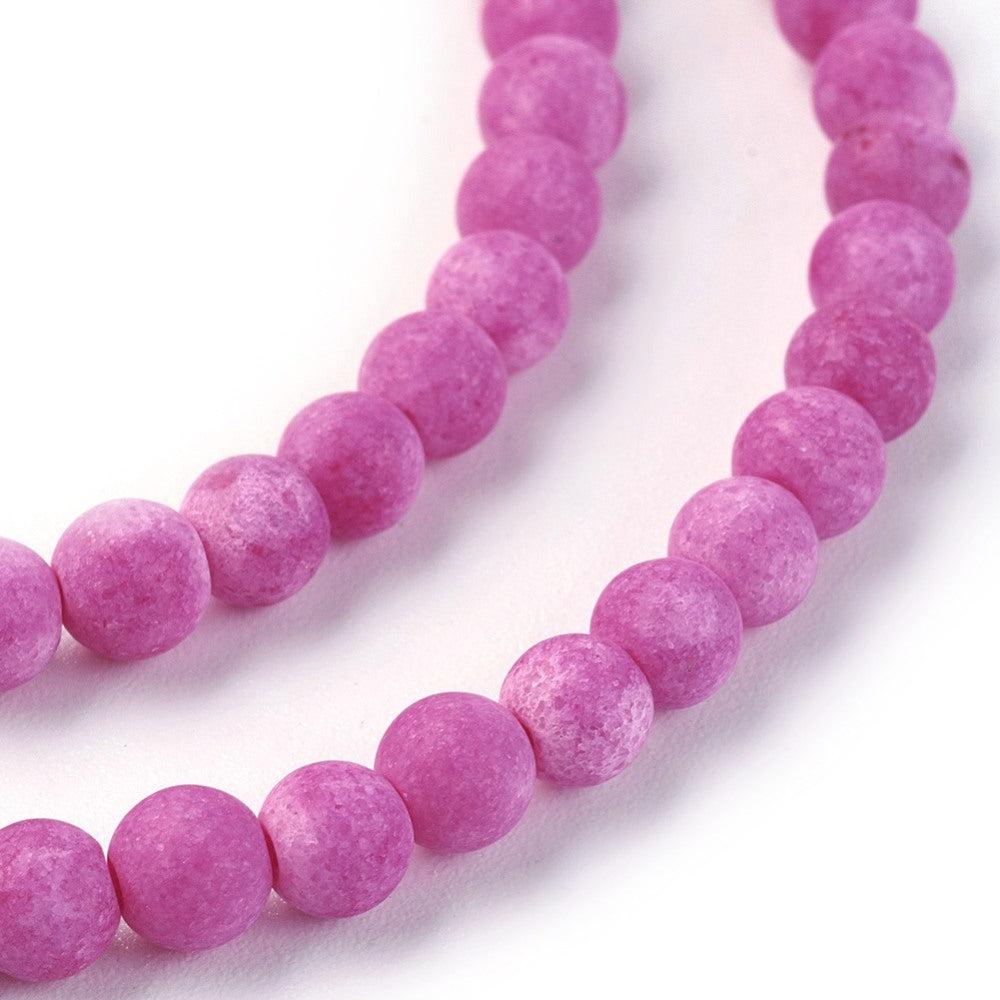 Edelsteen kraal rond jade mat fuchsia 4mm - 20 stuks - Image 2