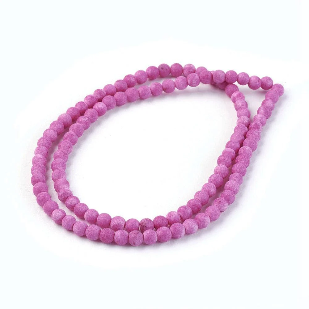 Edelsteen kraal rond jade mat fuchsia 4mm - 20 stuks - Image 3