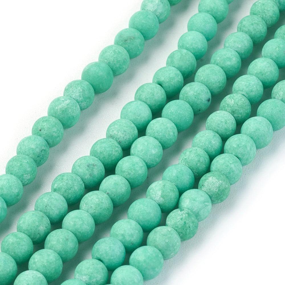 Edelsteen kraal rond jade mat turquoise groen 4mm - 20 stuks