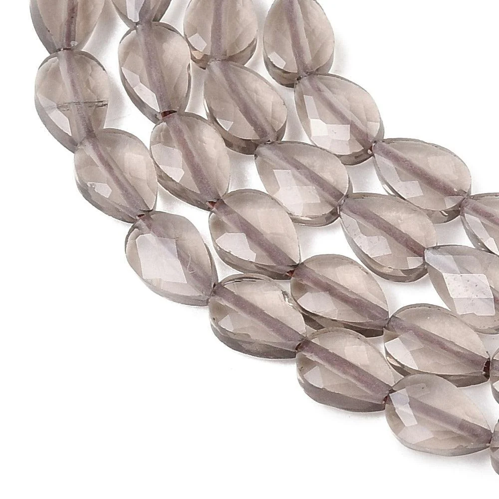 Edelsteen kraal Rookkwarts Druppel facet Grijs 6mm - per stuk - Image 2