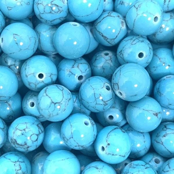 Edelsteen kraal synthetic turquoise deep sky blue rond 10mm