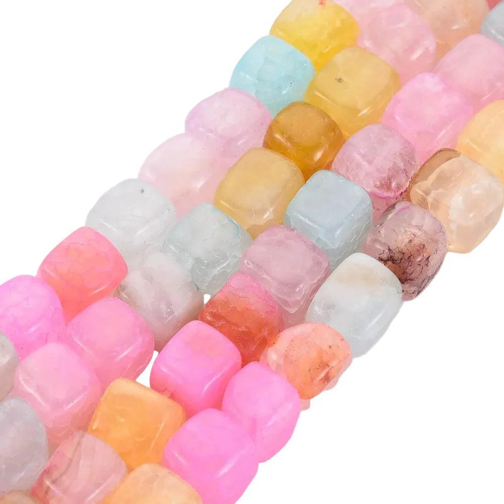 Edelsteen Kralen Agaat Kubus Pearl Pink 6mm - 12 stuks