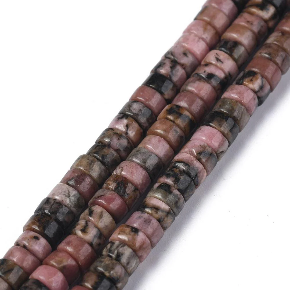 Edelsteen kralen discs rhodonite 4x2mm- per 10 stuks