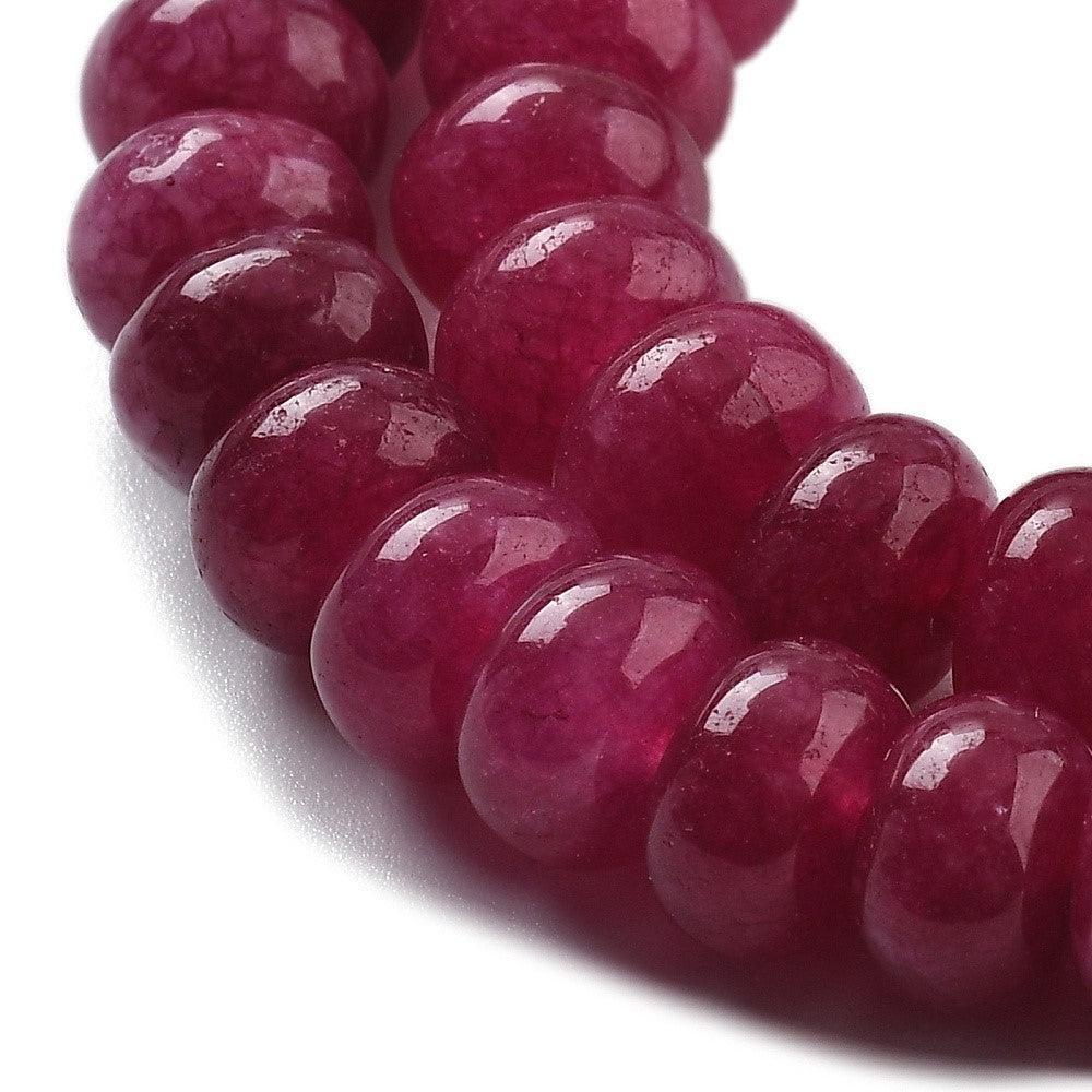 Edelsteen kralen Jade Donker roze 8x5mm- per stuk - Image 2