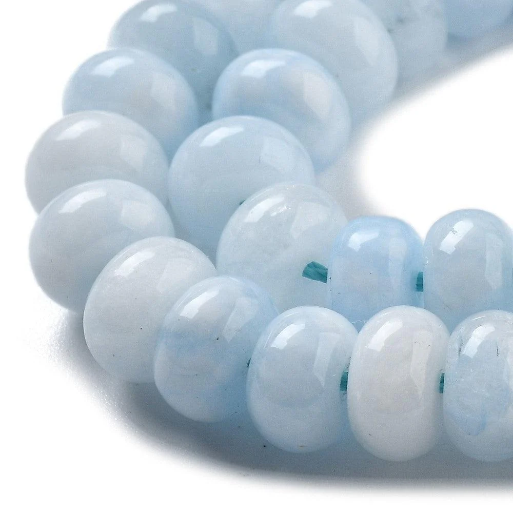 Edelsteen kralen Jade licht blauw 8x5mm- per stuk - Image 2