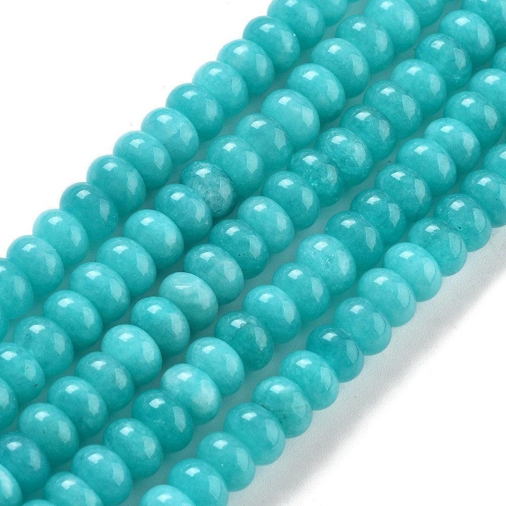 Edelsteen kralen Jade turquoise 8x5mm- per stuk