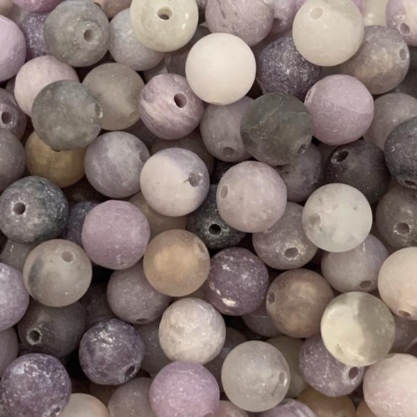 Edelsteen Lilac Jade frosted rond 8mm