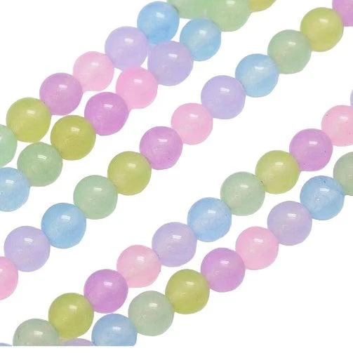 Edelsteen Malaysia jade pastel multicolor 6mm- per 15 stuks