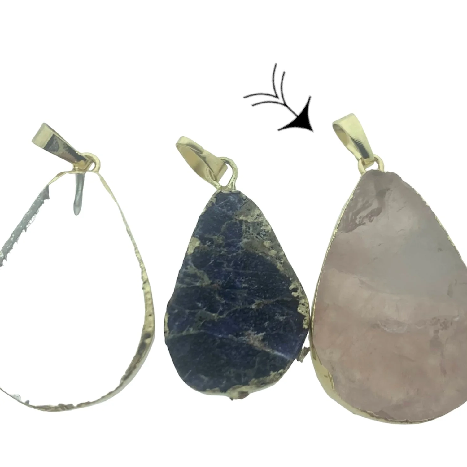 Edelsteen hanger natural quartz ±40x25mm