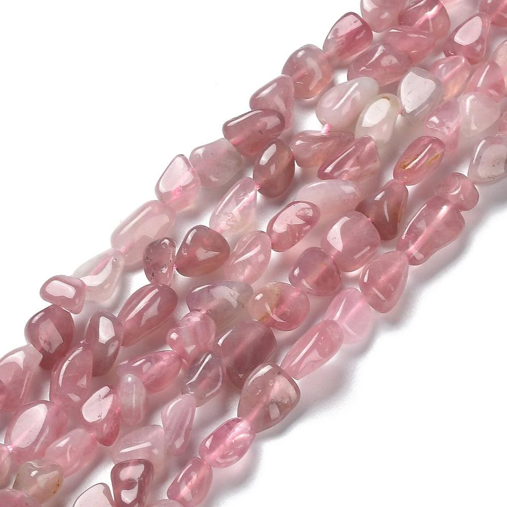 Edelsteen nuggets Rozenkwarts 7,5x8mm- per stuk