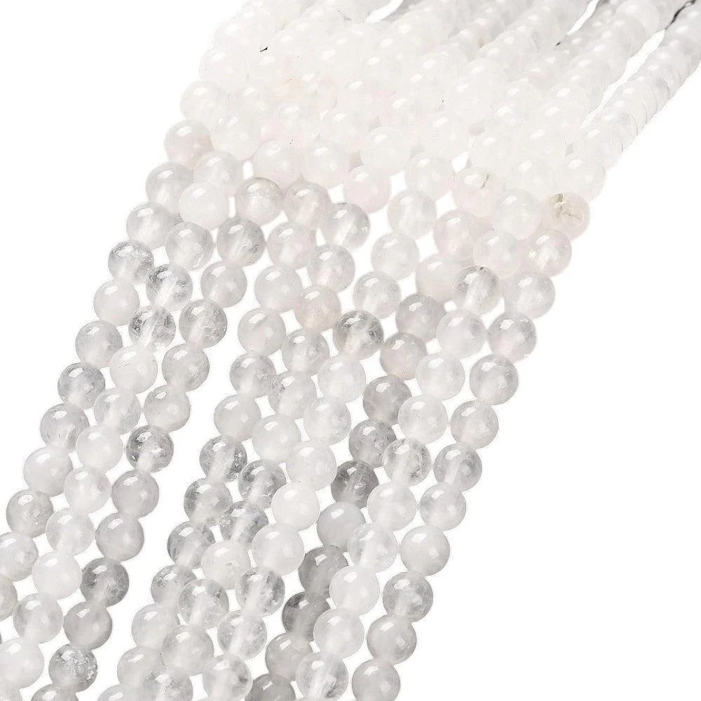 Edelsteen opaal witte jade kraal rond 8mm - per 20 stuks