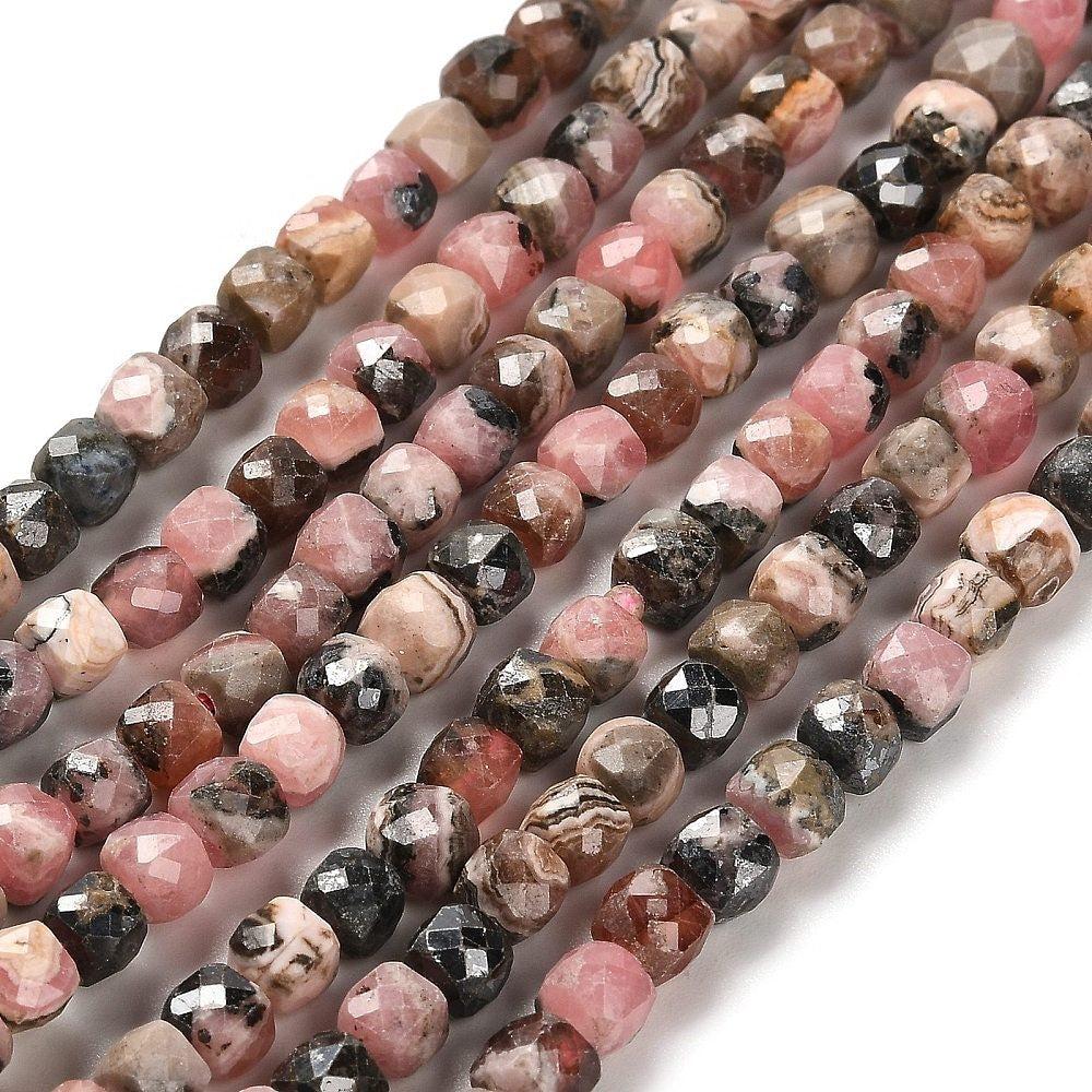 Edelsteen rhodoniet faceted Vierkant 4,5mm - 10 stuks