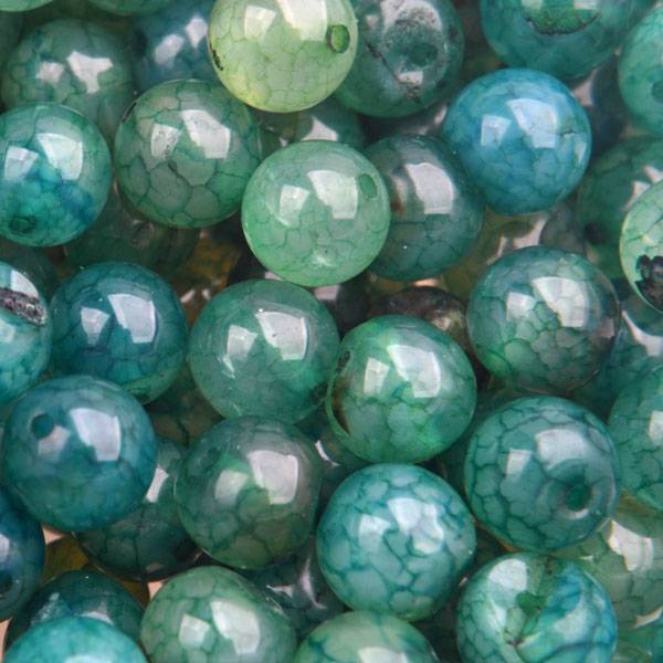 Edelsteen rond Agaat crackle aqua groen 8mm