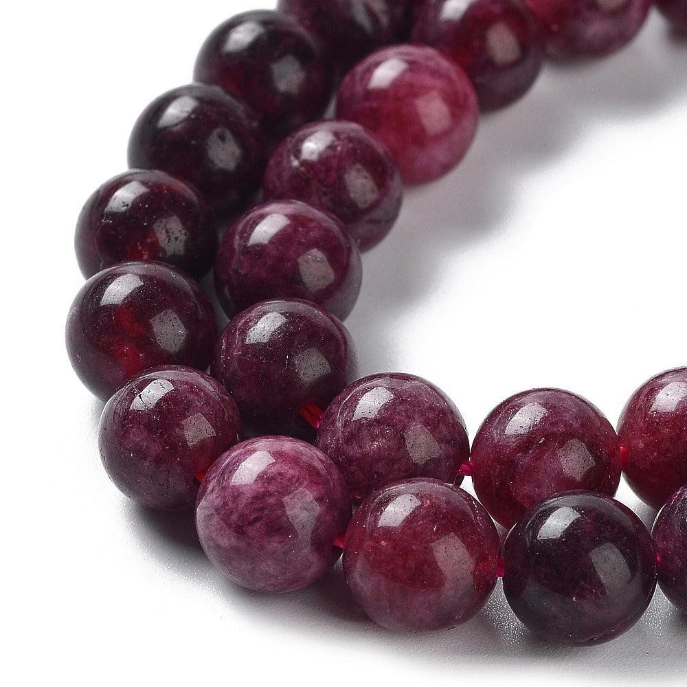 Edelsteen rond kraal Jade Bordeaux 8mm - per stuk - Image 2