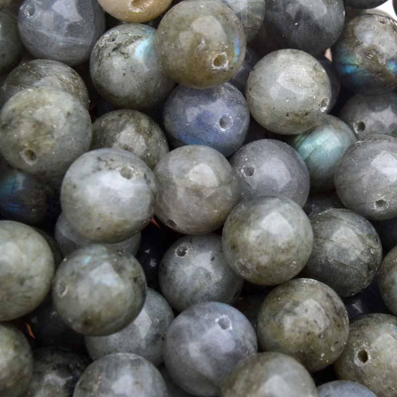 Edelsteen rond Labradoriet grijs groen 10mm