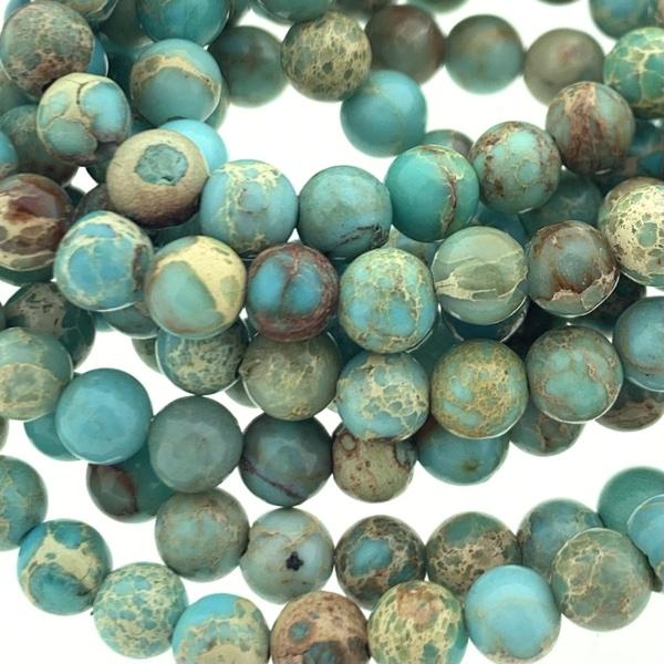 Edelsteen rond Natural Imperial Jasper lichtblauw 6mm - 15 stuks