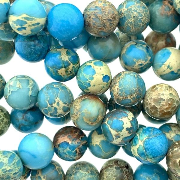 Edelsteen rond Natural Imperial Jasper turquoise 8mm