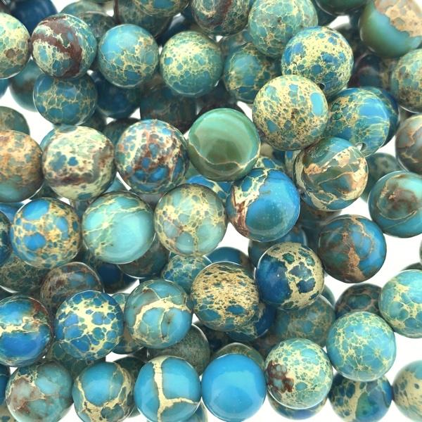 Edelsteen rond Natural Imperial Jasper turquoise 10mm