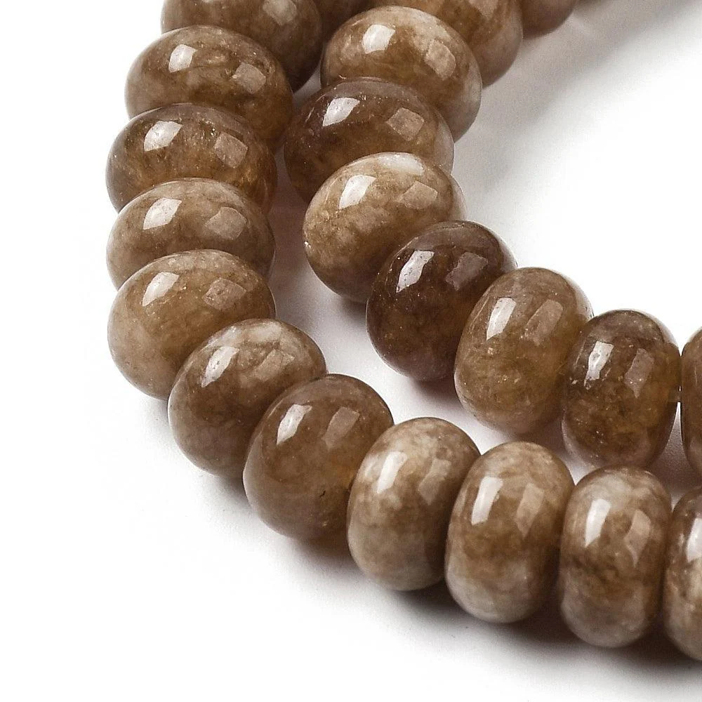 Edelsteen rondel kraal Jade Taupe Bruin 10x6mm - per stuk - Image 2