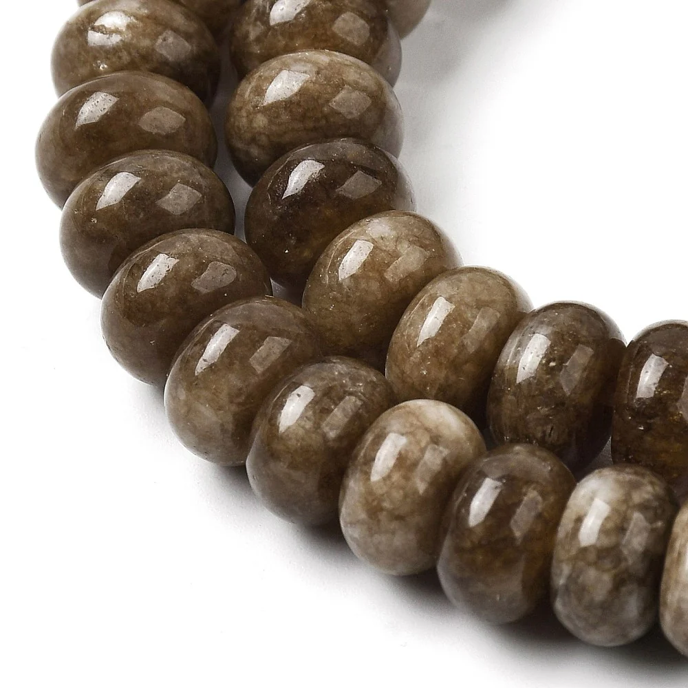 Edelsteen rondel kraal Jade Sienna Bruin 10x6mm - per stuk - Image 2