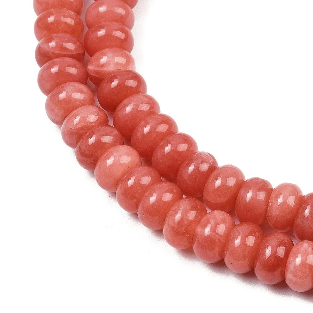 Edelsteen rondel kraal Jade Vintage Roze 10x6mm - per stuk - Image 2