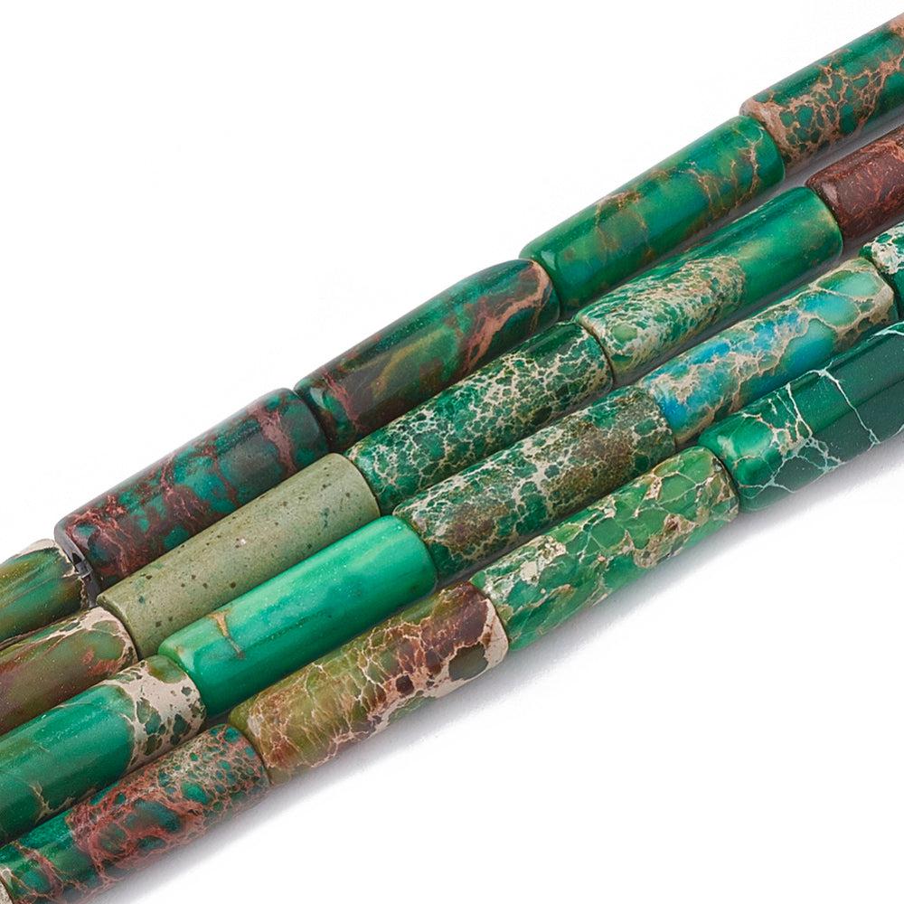 Edelsteen tube kraal Imperial Jasper green forest 12x4mm