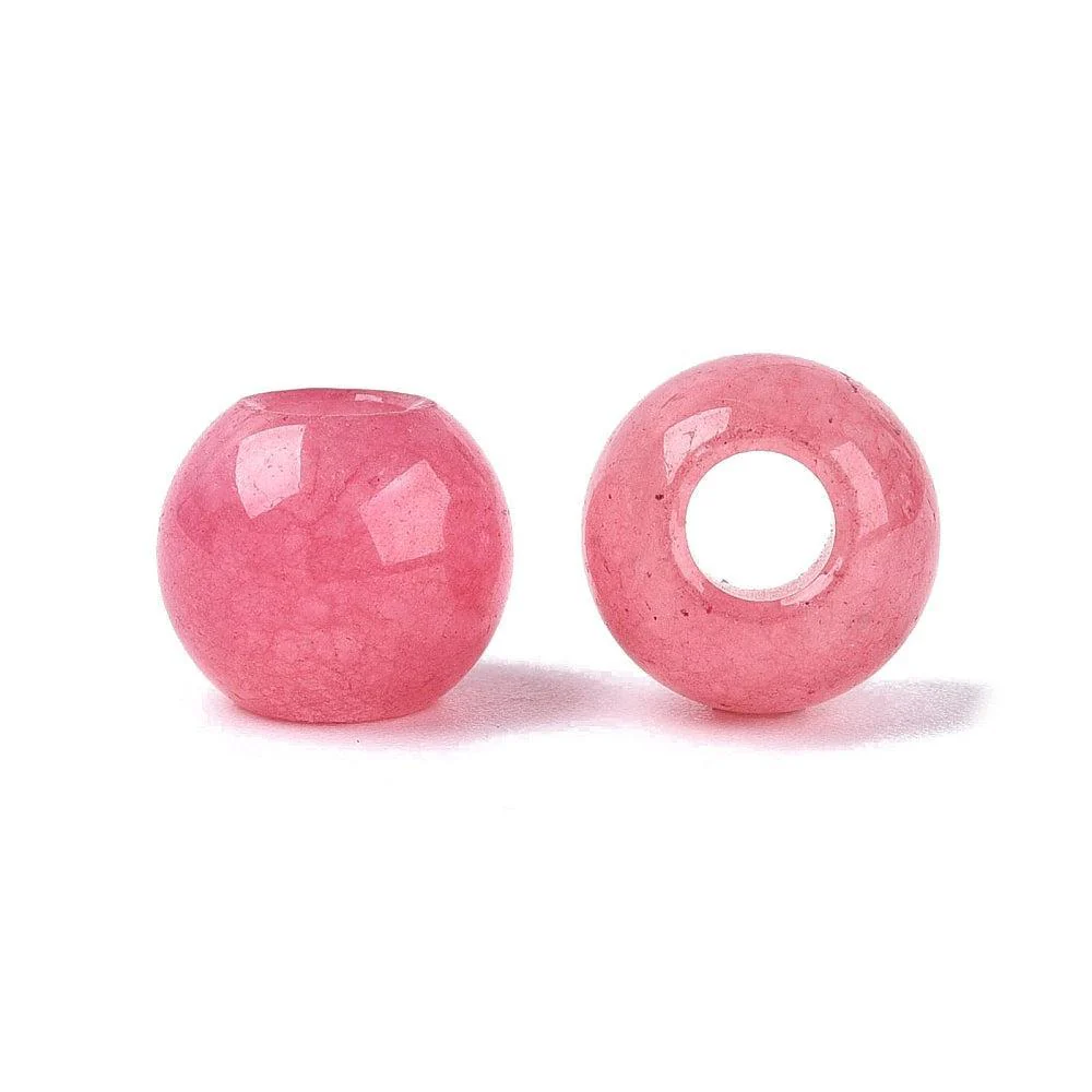 Edelsteen Witte Jade European Bead Koraalroze 10mm - per stuk