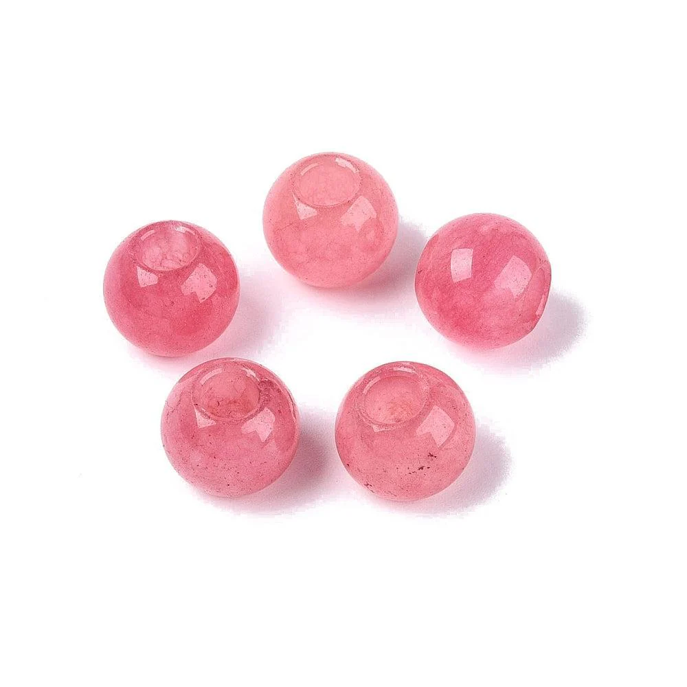 Edelsteen Witte Jade European Bead Koraalroze 10mm - per stuk - Image 2