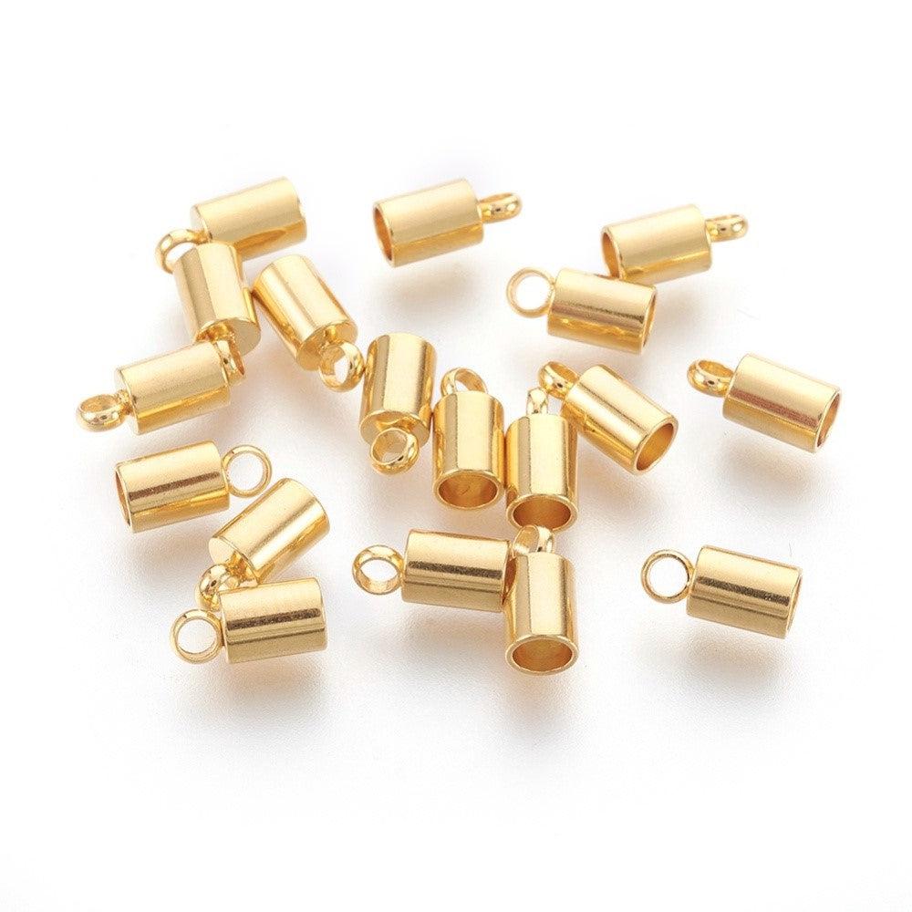 Eindkap Ø3mm goud RVS 18K Gold Plated 9x4mm - per stuk - Image 2