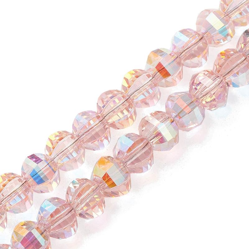 Electroplate glaskraal AB color plated roze 8x6mm- per 10