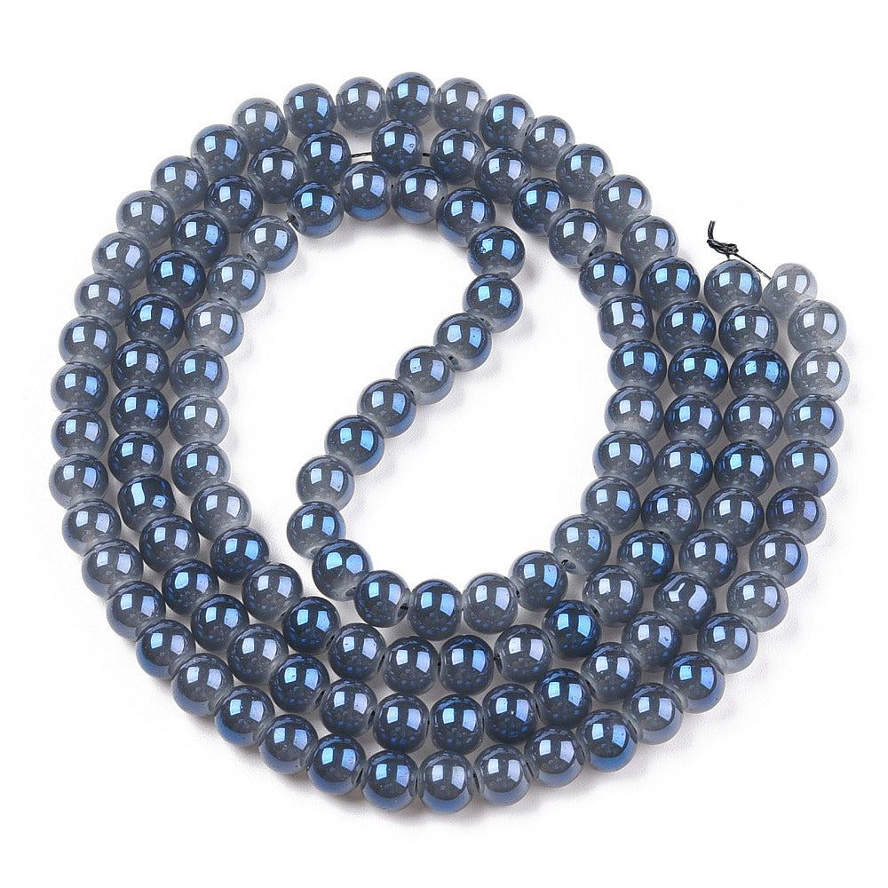 Electroplated Glaskralen Rainbow Plated Steel Blue 6mm ±120 stuks - Image 2