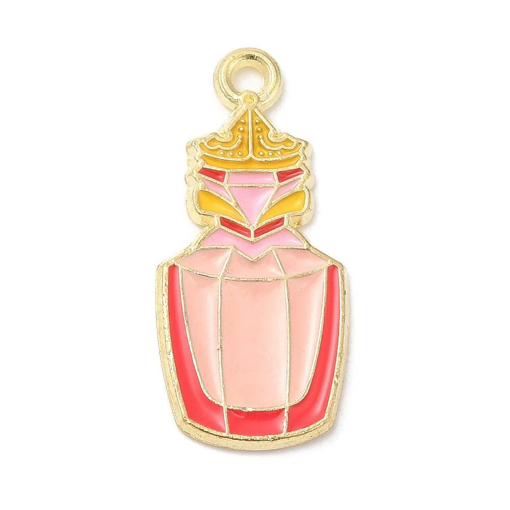 Emaille bedel parfum rose/goud 24x11x1.5mm