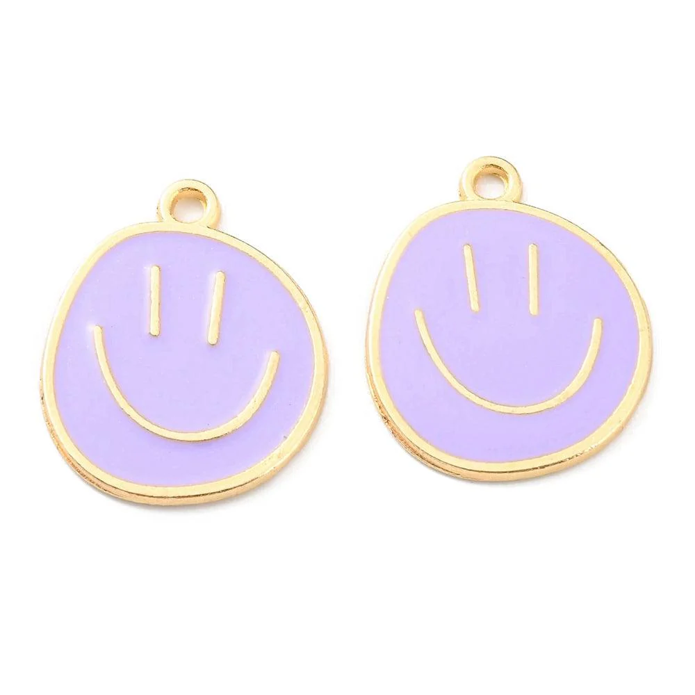Emaille smiley paars/goud 24mm - Image 2