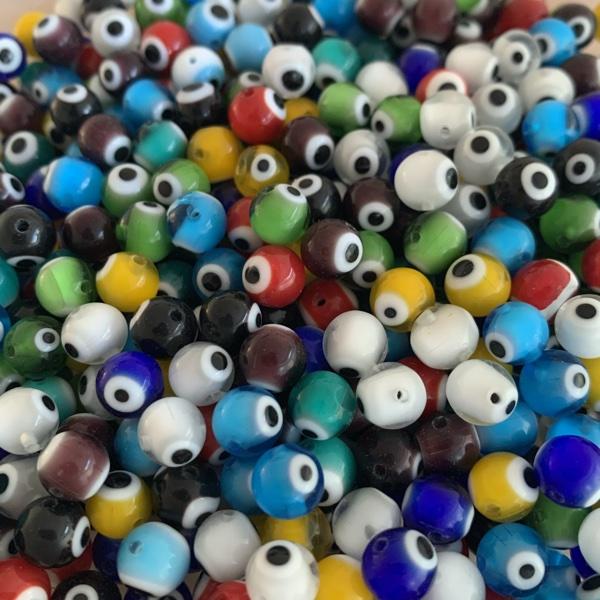 Evil eye kralen rond mixed 8mm - 6 stuks