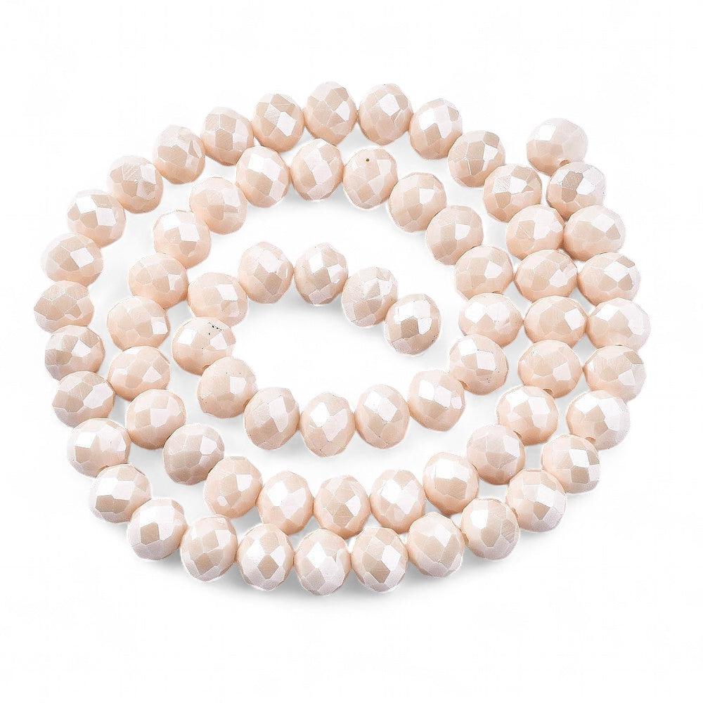 Facet light beige luster plated 4x3mm - ±100 stuks - Image 2