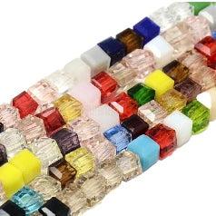 Facet Cube Beads mixed color 4mm - ±100 stuks