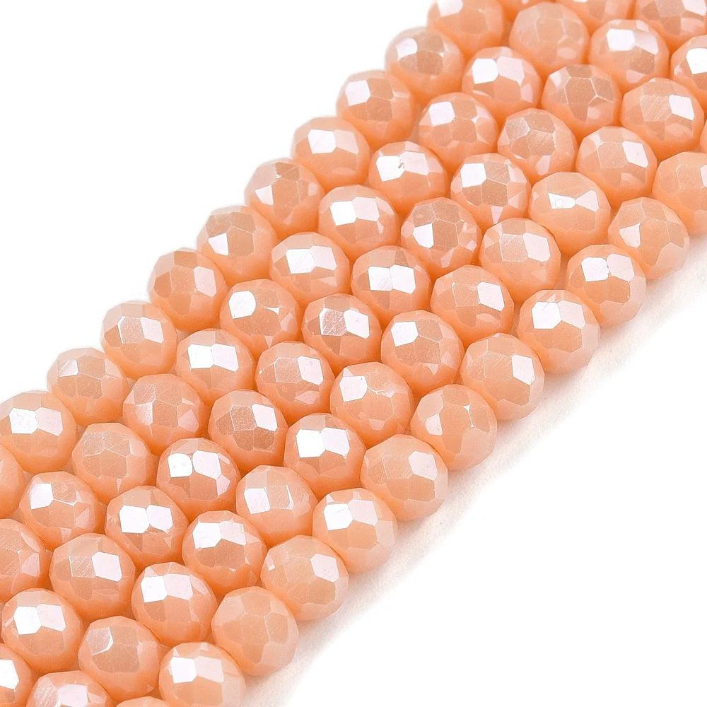 Facet dark salmon luster plated 4x3mm - ±100 stuks