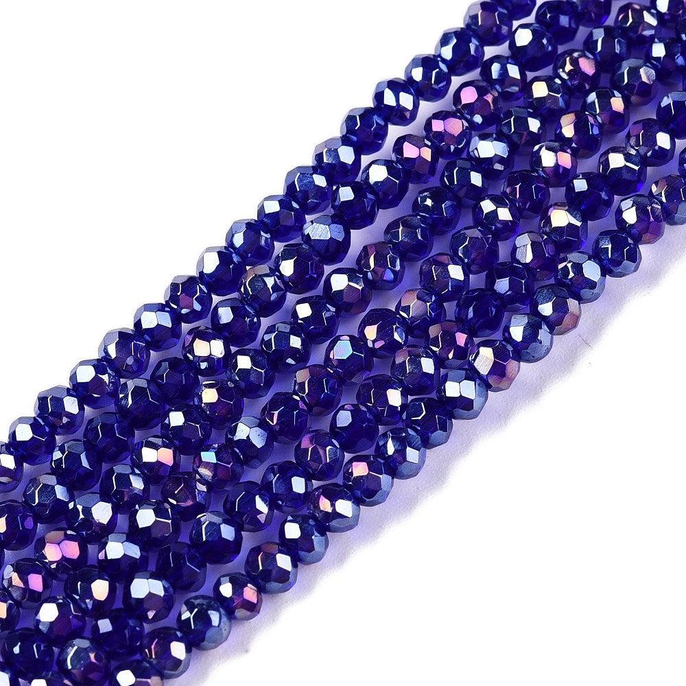 Facet electroplate AB plated blue 3x2mm - ±145 stuks