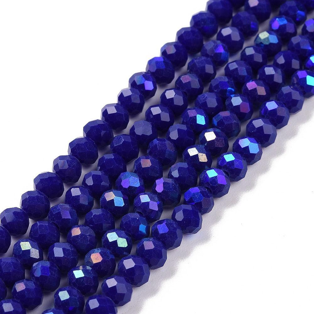 Facet electroplate blue 4x3mm - 125 stuks