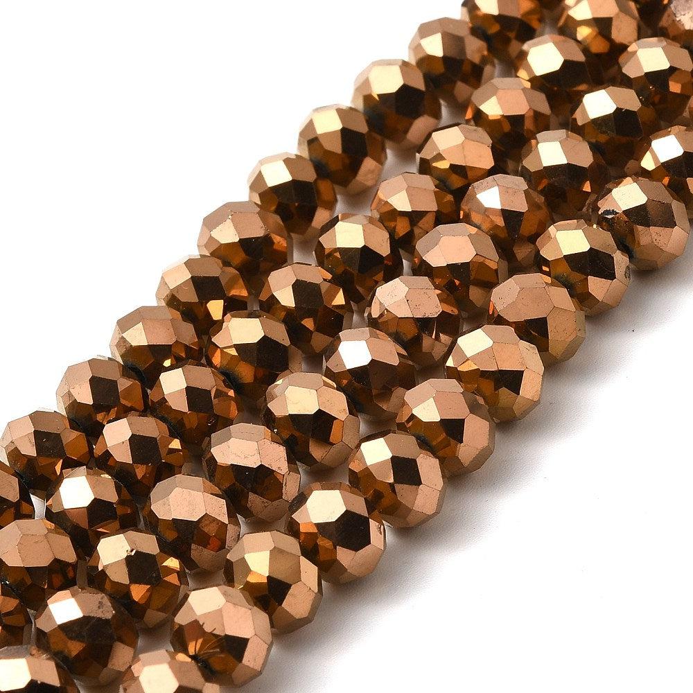 Facet electroplated copper plated 8x6mm - ±60 stuks