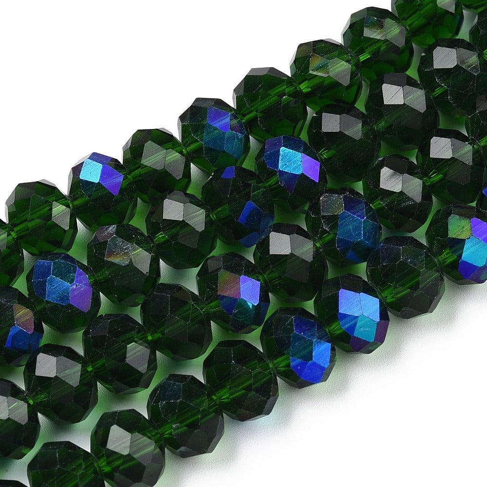 Facet electroplated rainbow plated green 8x6mm - ±60 stuks