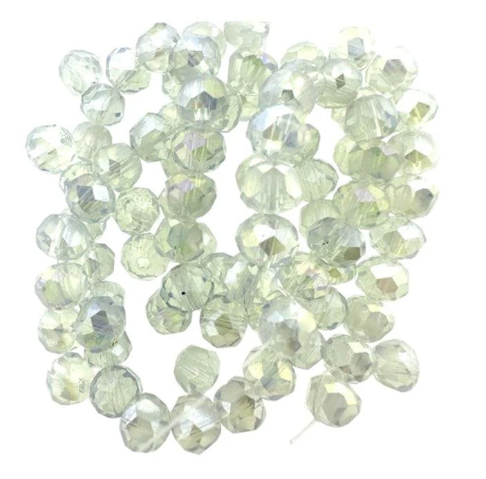 Facet electroplated white AB 6x5mm - ±85 stuks